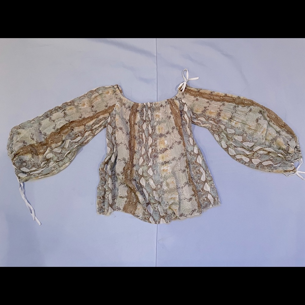 Wilfred off the shoulder blouse neutral snake skin pattern size XS